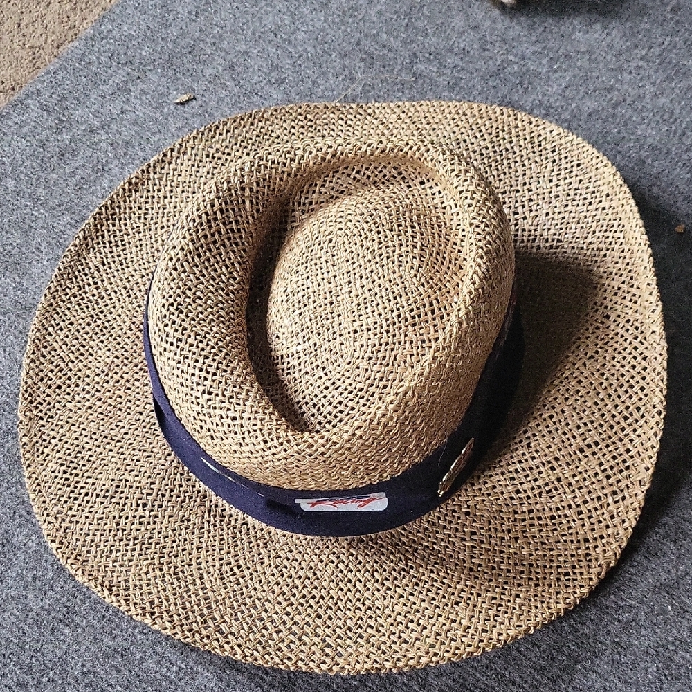Men's Tan Straw Hat with Racing Pins #88